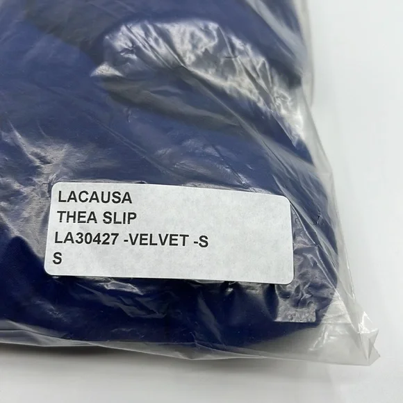 NEW LACAUSA X Revolve Small Thea Slip Midi Dress Velvet - Picture 7 of 7